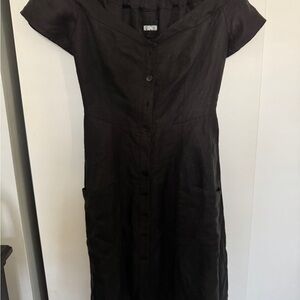 Size 4 Black Button Up Linen Reformation Dress
